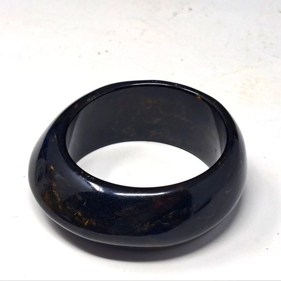 Dark Fashion Bangle With Swirled Amber Color - Picture 2 of 2